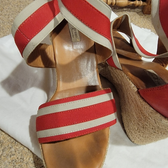 PAUL GREEN RED AND WHITE MONIQUE WEDGES SZ 7.5 - Picture 5 of 8